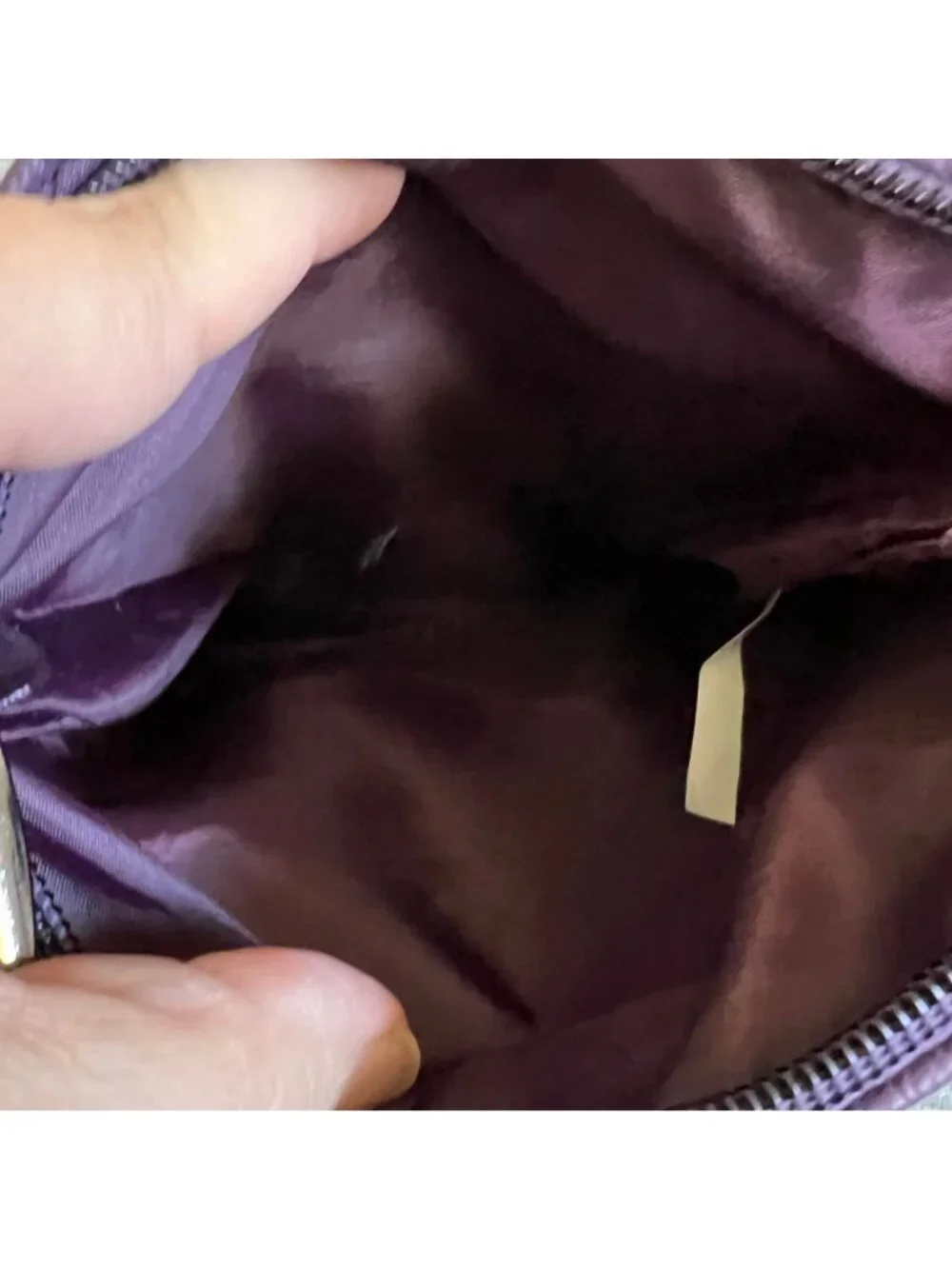 Purple Leather Crossbody Bag With Multiple Zipper Compartments & Adjustable Stra - Picture 5 of 5